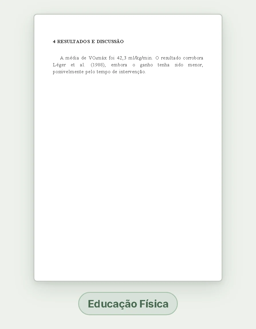 Exemplo de desenvolvimento do TCC em folha A4, formatada pela ABNT