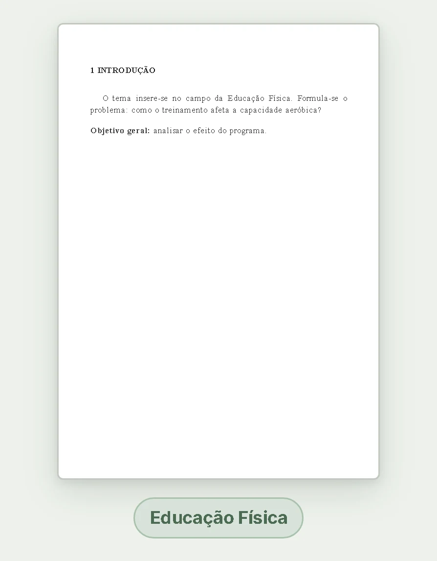 Exemplo de introdução do TCC em folha A4, formatada pela ABNT