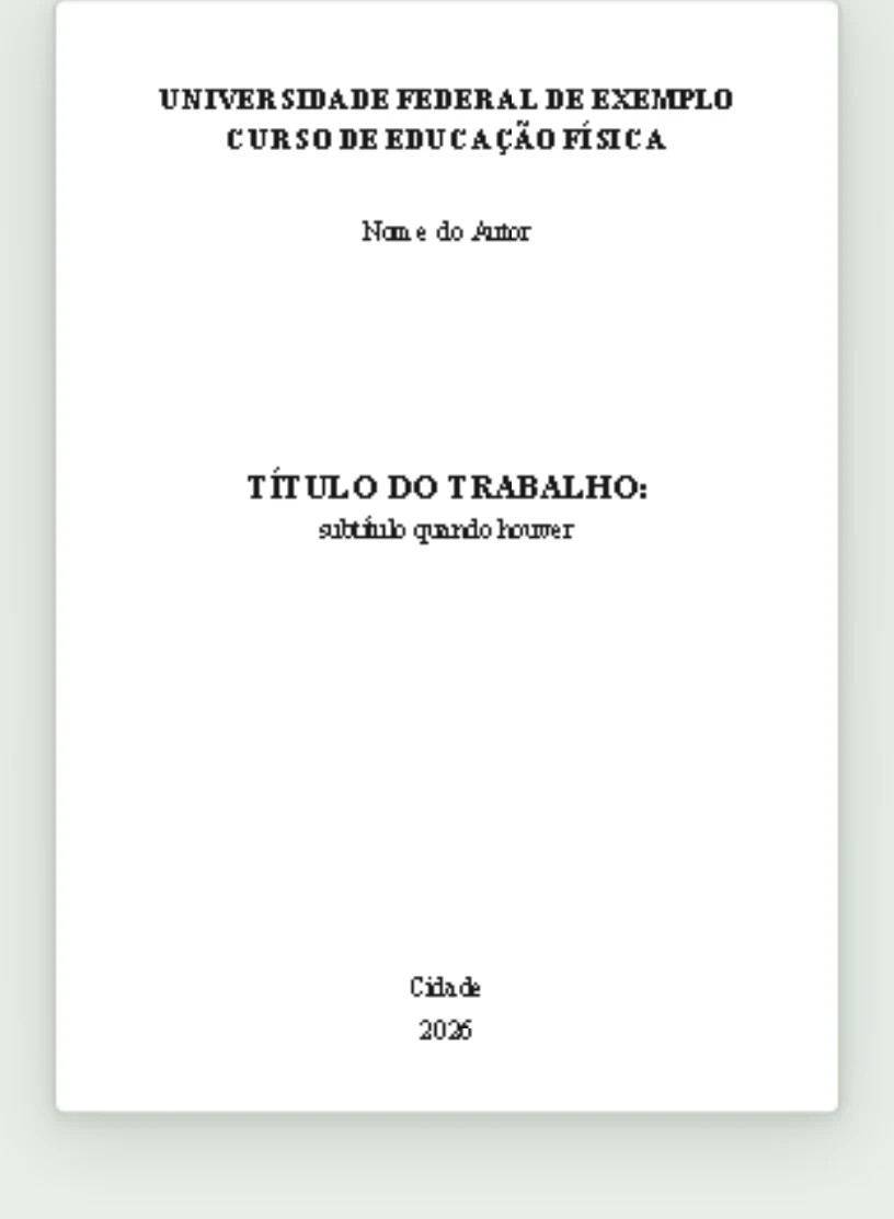 Exemplo de estrutura do TCC em folha A4, formatada pela ABNT