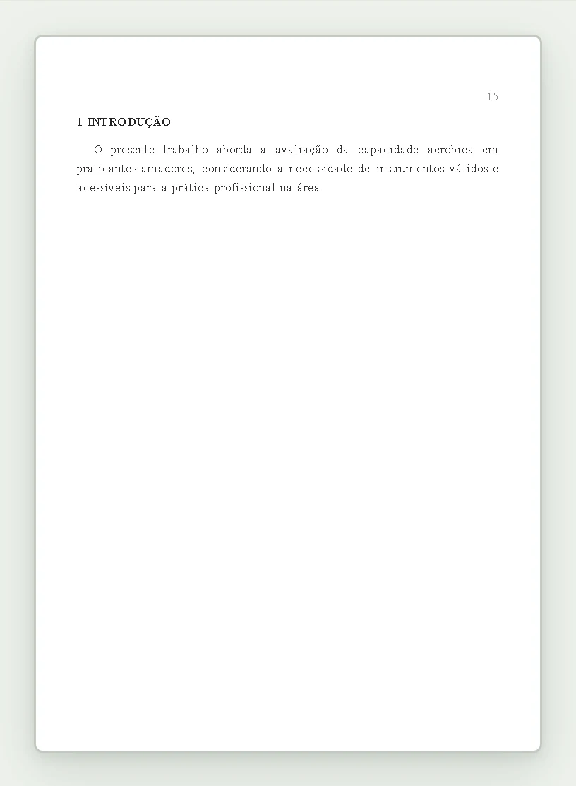 Exemplo de margens & espaçamento em folha A4, formatada pela ABNT